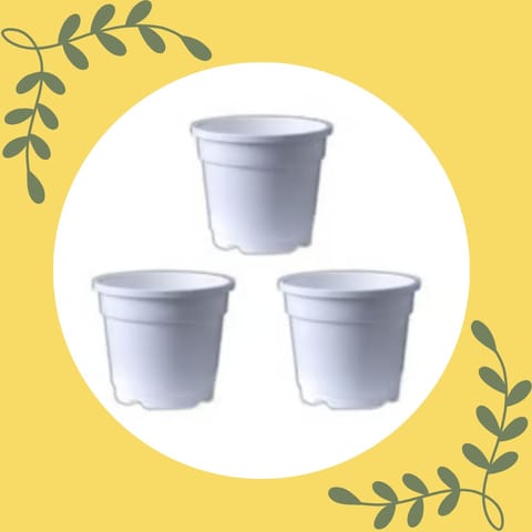 Set of 03 - 4 Inch White Nursery Pot