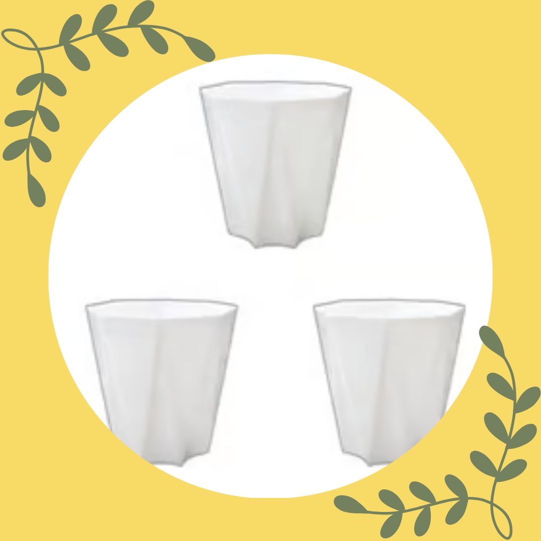 Free Gift - Set of 3 - 4 Inch White Premium Diamanti Plastic Pot Flash Sale