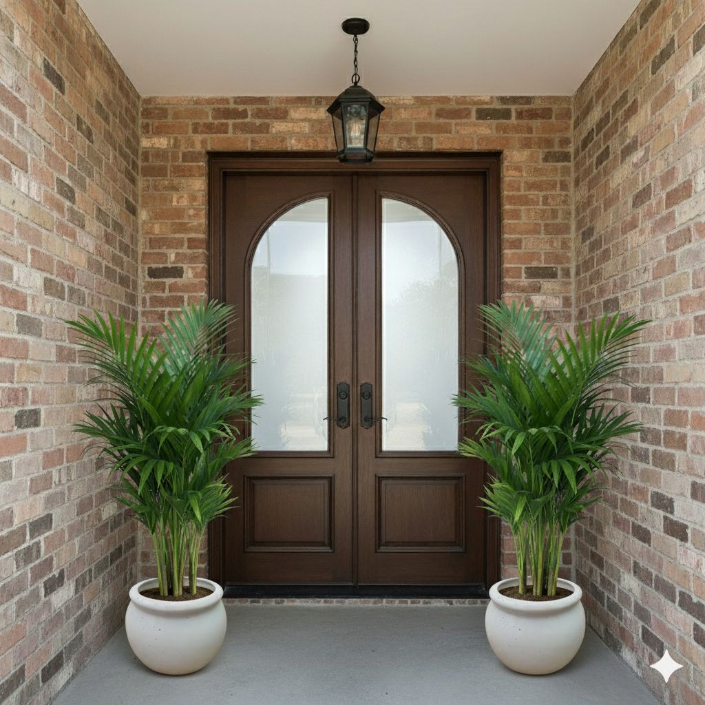 Entrance Special - Set of 2 - Areca XL (4-5 Ft) in 10 Inch Classy White Matki Ceramic Pot