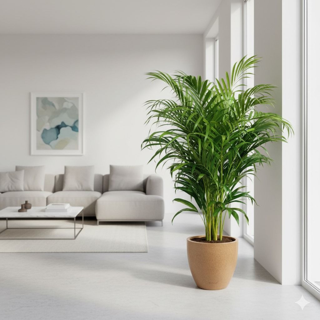 Areca XL (4-5 Ft) in 12 X 12 Inch Sandstone Premium Convessa Fiberglass Planter