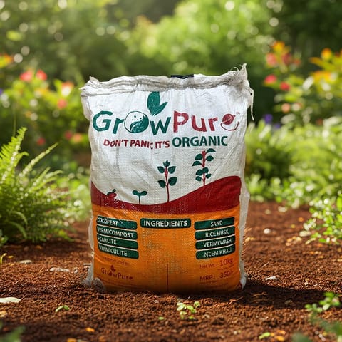 Grow Pure Soil Potting Mix with required plant minerals - 10 KG