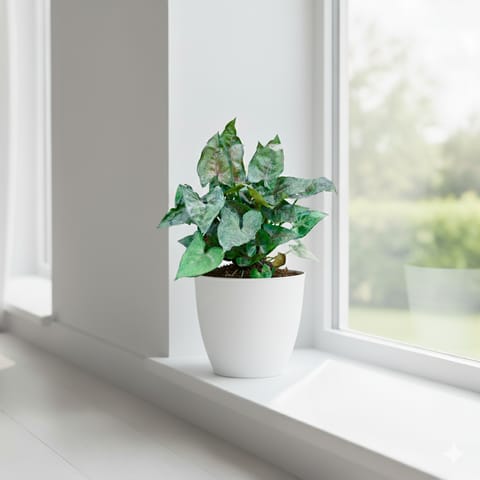 Syngonium Black in 5 Inch Live Fresh Plant White Avora Premium Plastic Planter in Sector 93