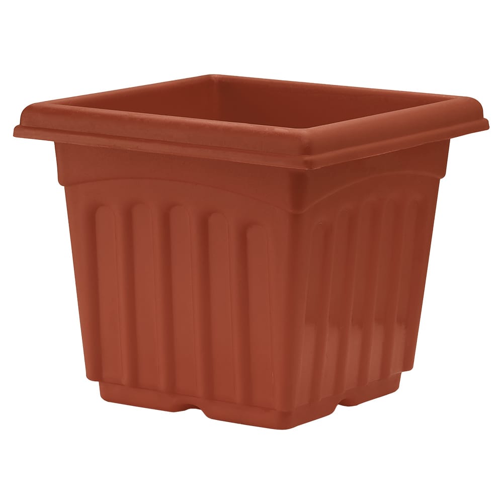 8 Inch Terracotta Red Heavy Square Premium Plastic Planter