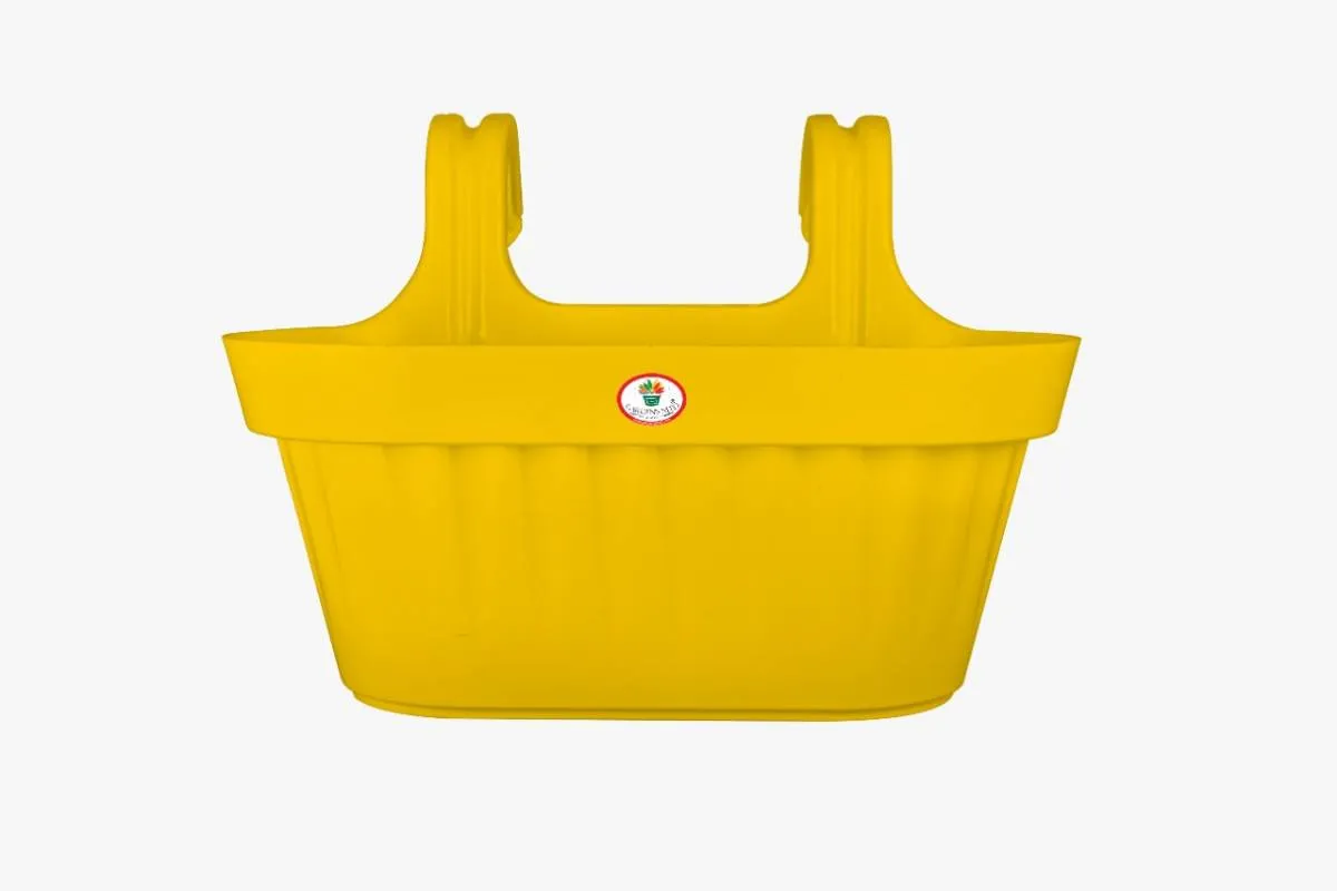 16 Inch Yellow Twin Hook Sylvester Premium Hanging Planter