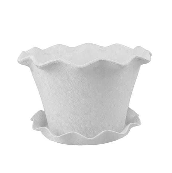 8 Inch White Royal Bloom Premium Plastic Planter