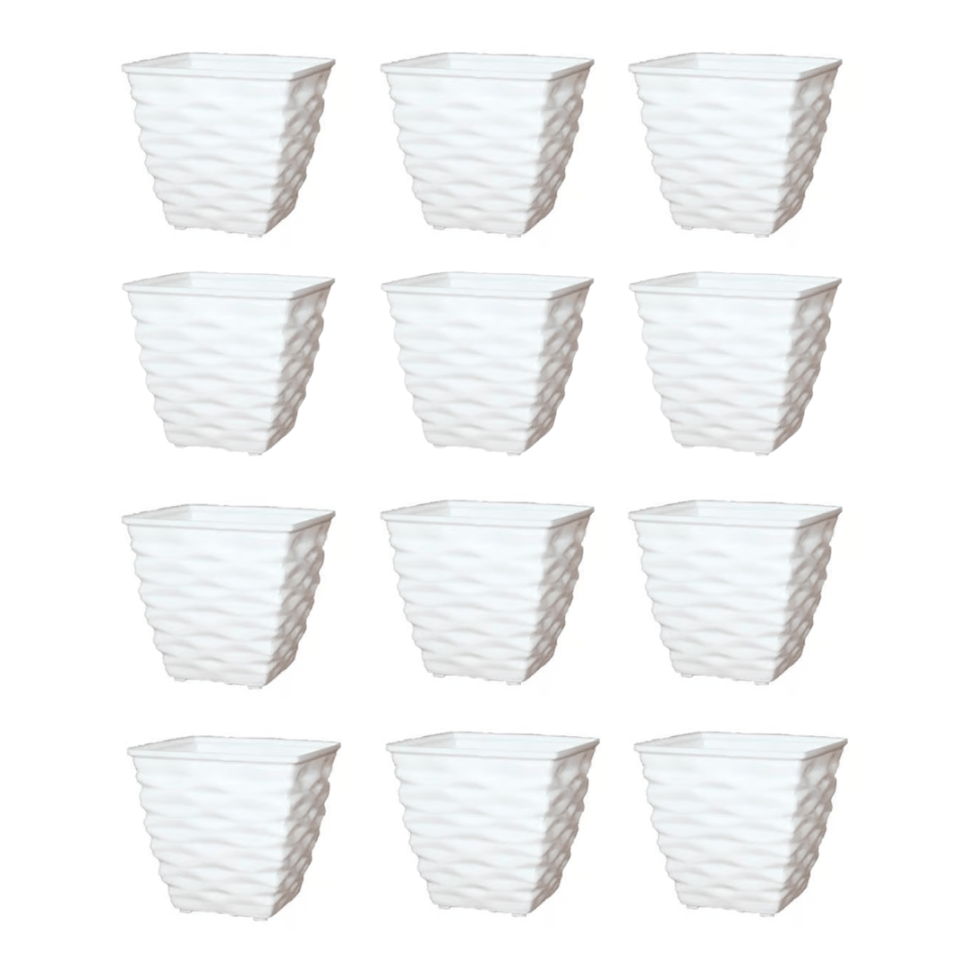 Set of 12 - 4 Inch White Gem Bright Mini Premium Plastic Planter