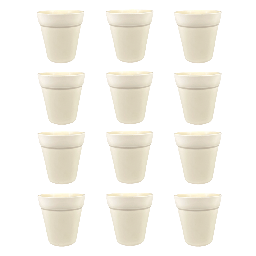 Set of 12 - 4 Inch White Excel Premium Plastic Planter