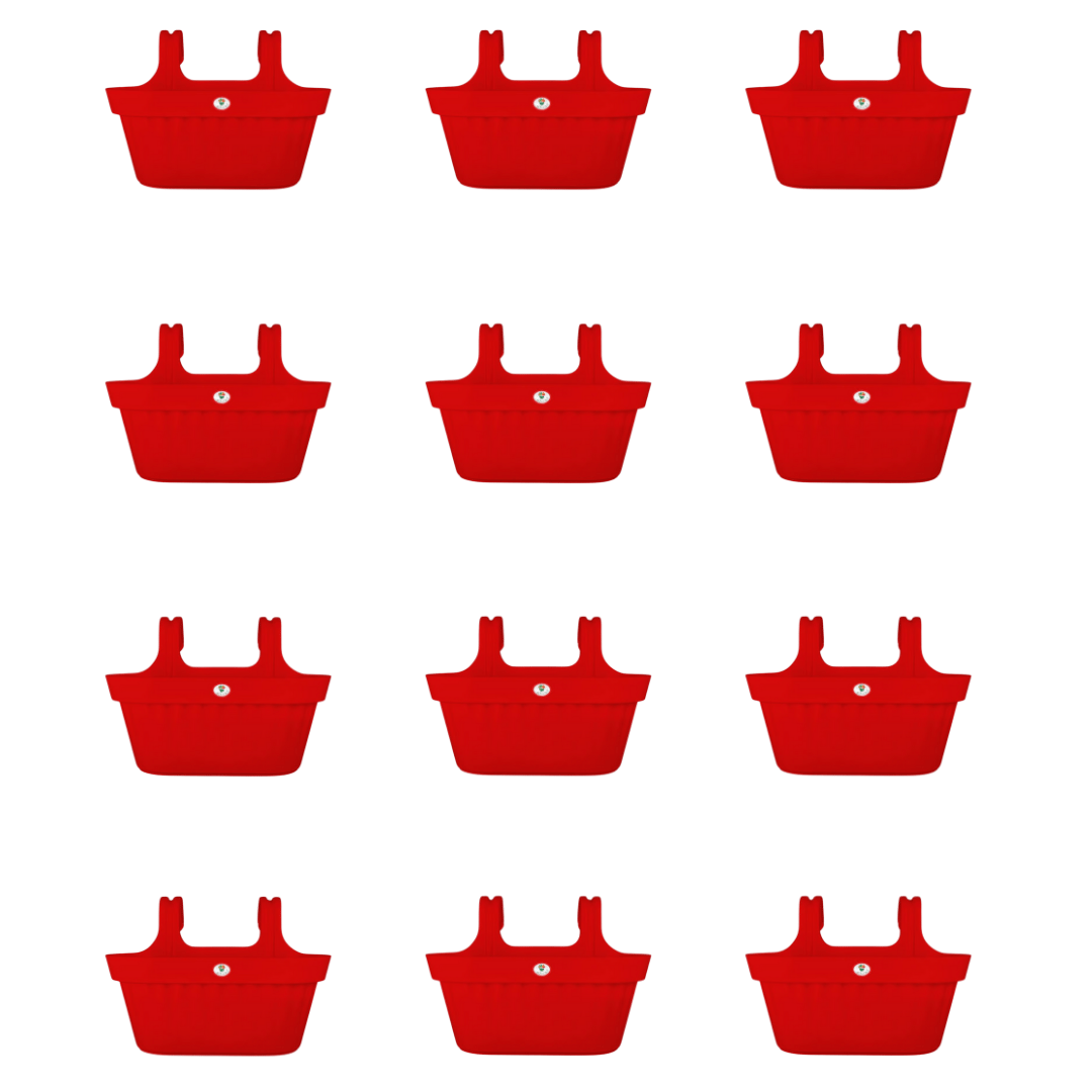 Set of 12 - 16 Inch Red Twin Hook Sylvester Premium Hanging Planter