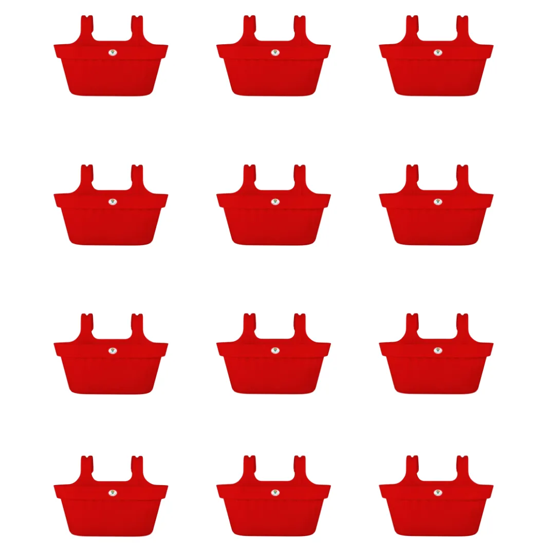 Set of 12 - 16 Inch Red Twin Hook Sylvester Premium Hanging Planter