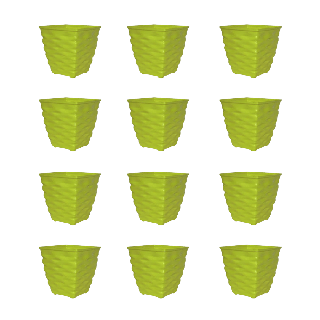 Set of 12 - 4 Inch Green Gem Bright Mini Premium Plastic Planter