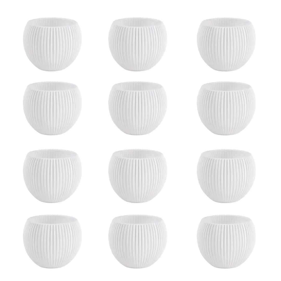 Set of 12 - 5 Inch White Sylvan Premium Plastic Planter