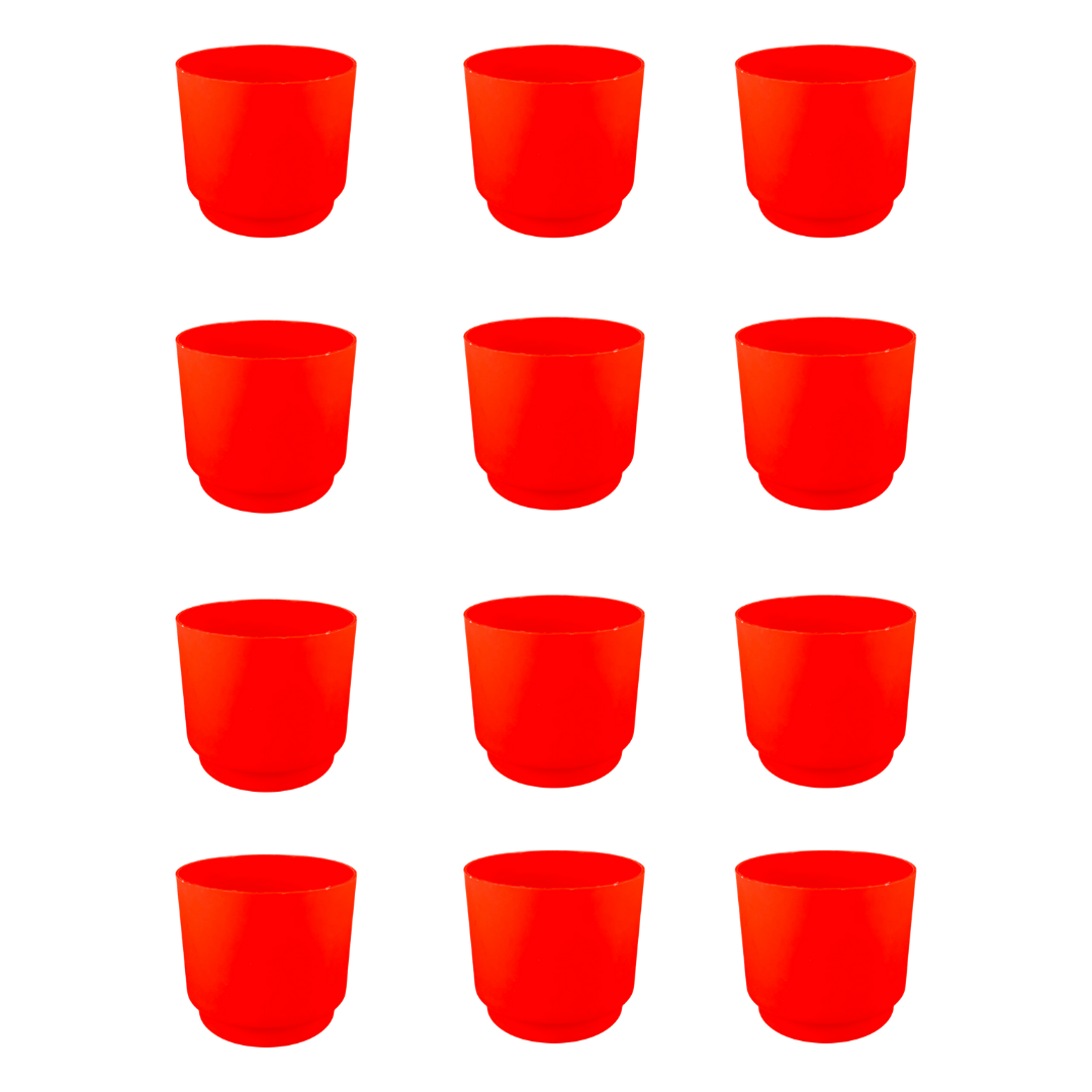 Set of 12 - 4 Inch Red Velora Premium Plastic Planter