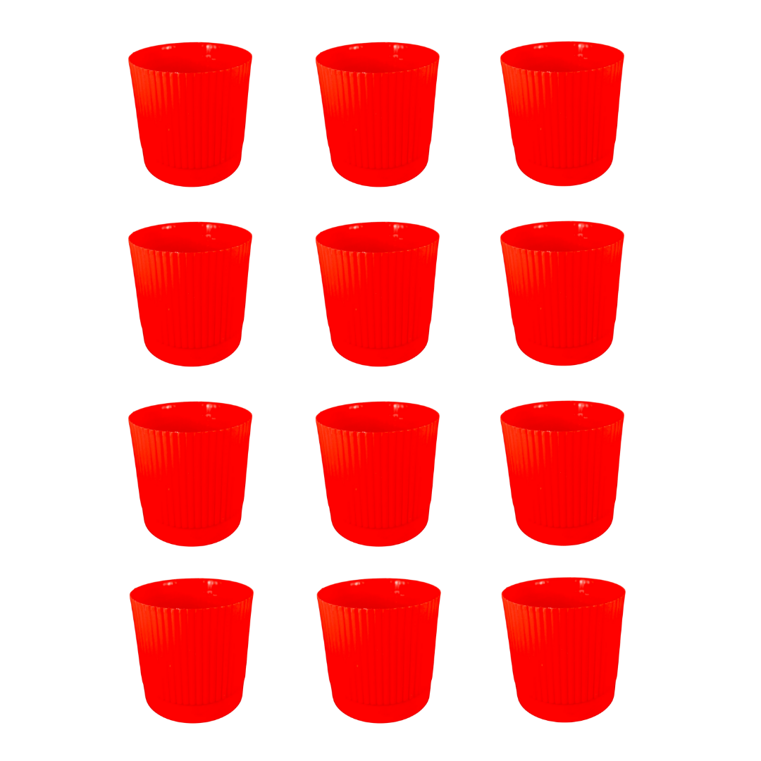 Set of 12 - 4 Inch Red Petite Charm Premium Plastic Planter