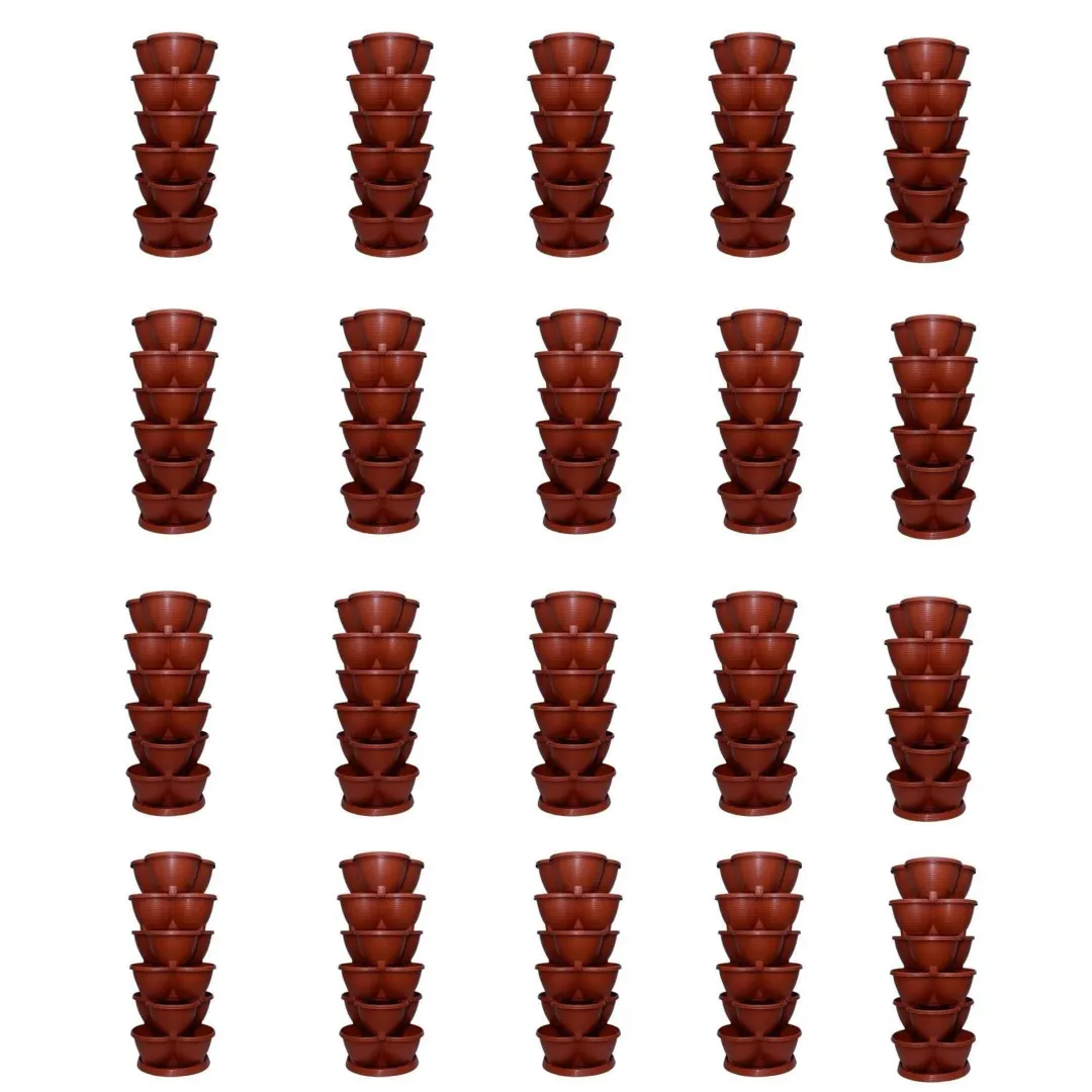 Set of 20 - Set of 7 - (6 Pot & 1 Tray) VertiStack Premium Plastic Planter