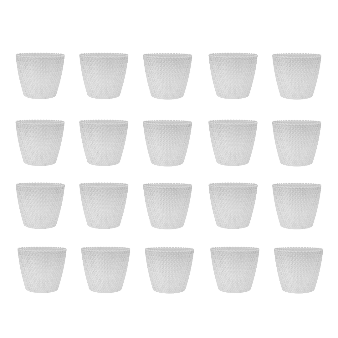 Set of 20 - 7 Inch White Poppy Charm Premium Plastic Planter