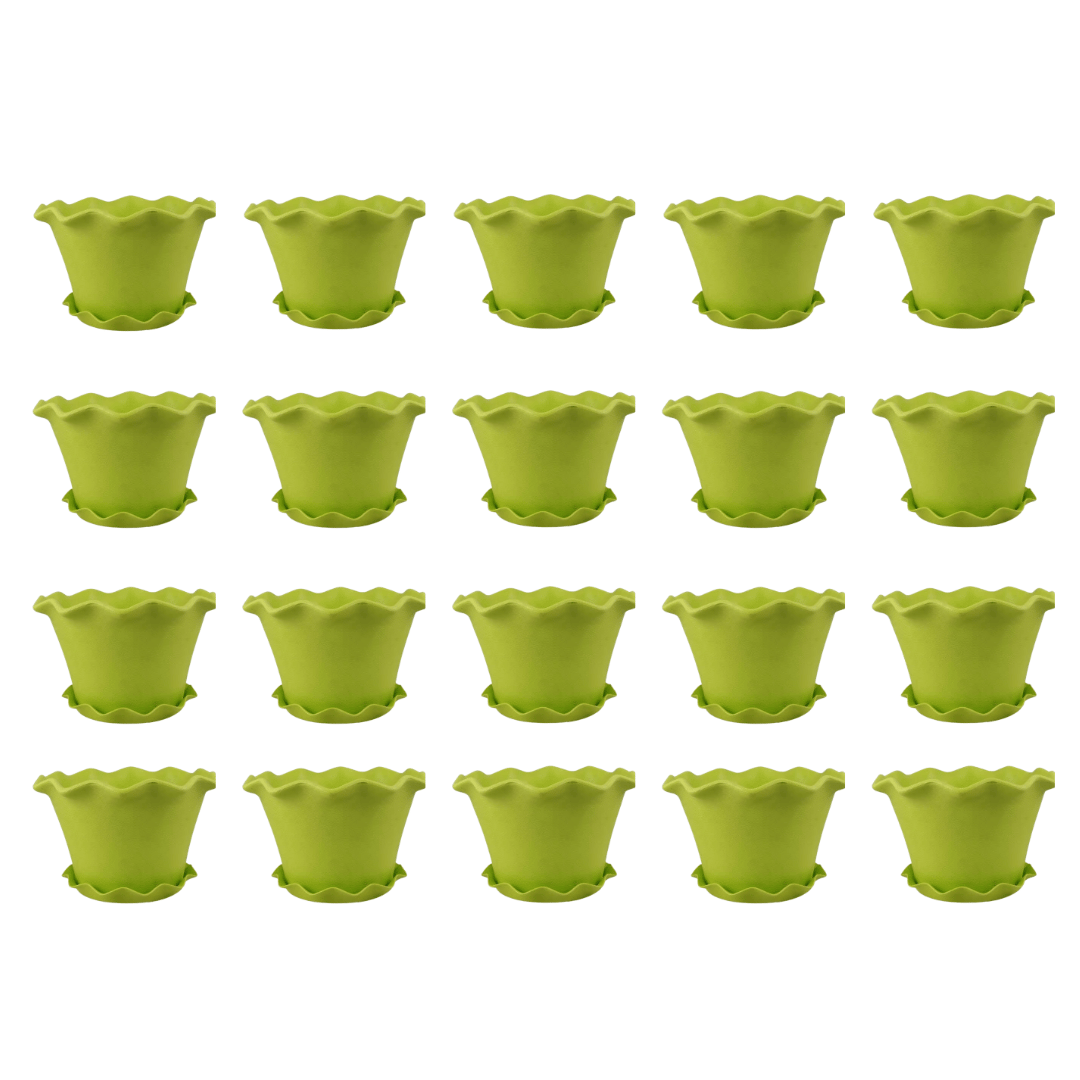Set of 20 - 8 Inch Green Royal Bloom Premium Plastic Planter