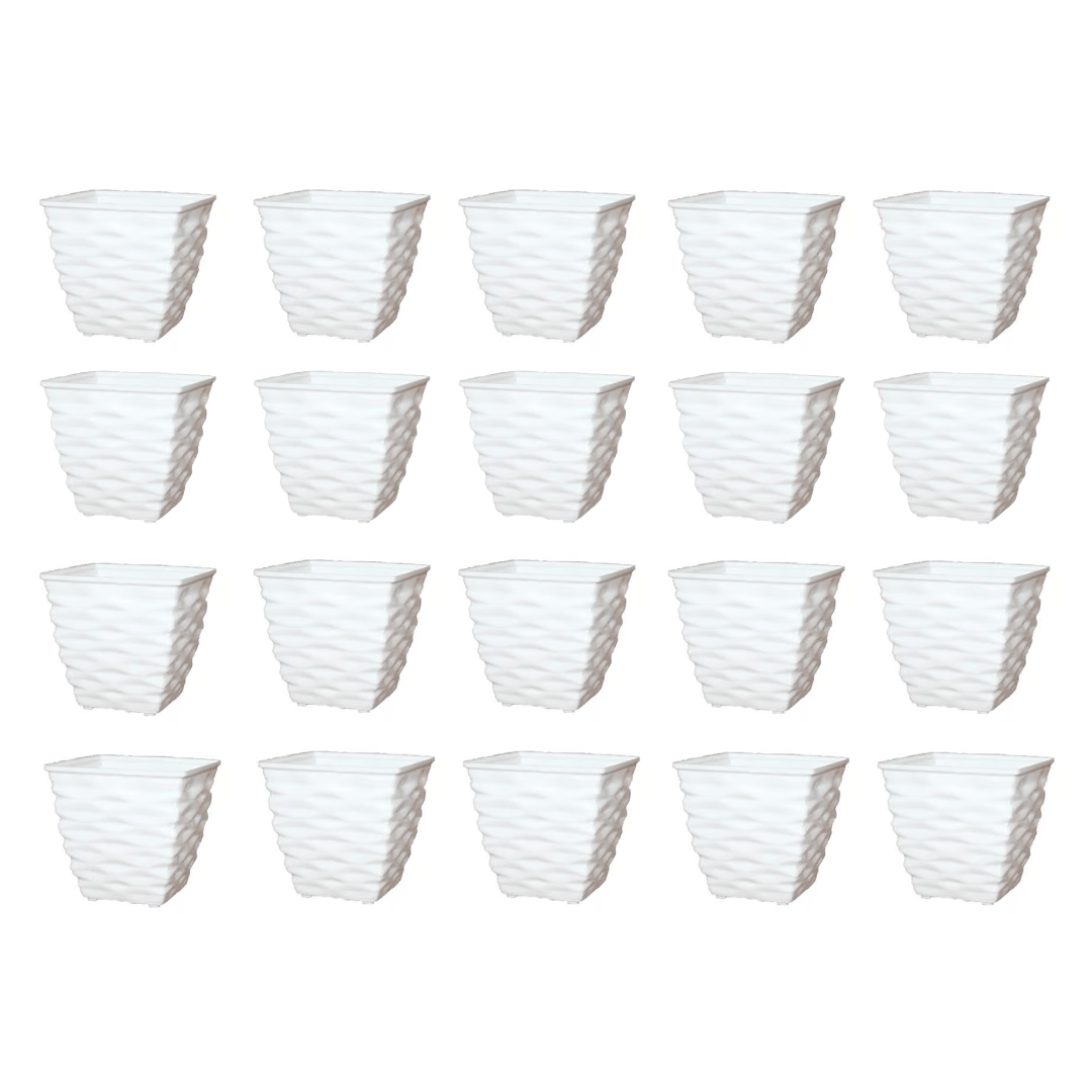 Set of 20 - 4 Inch White Gem Bright Mini Premium Plastic Planter