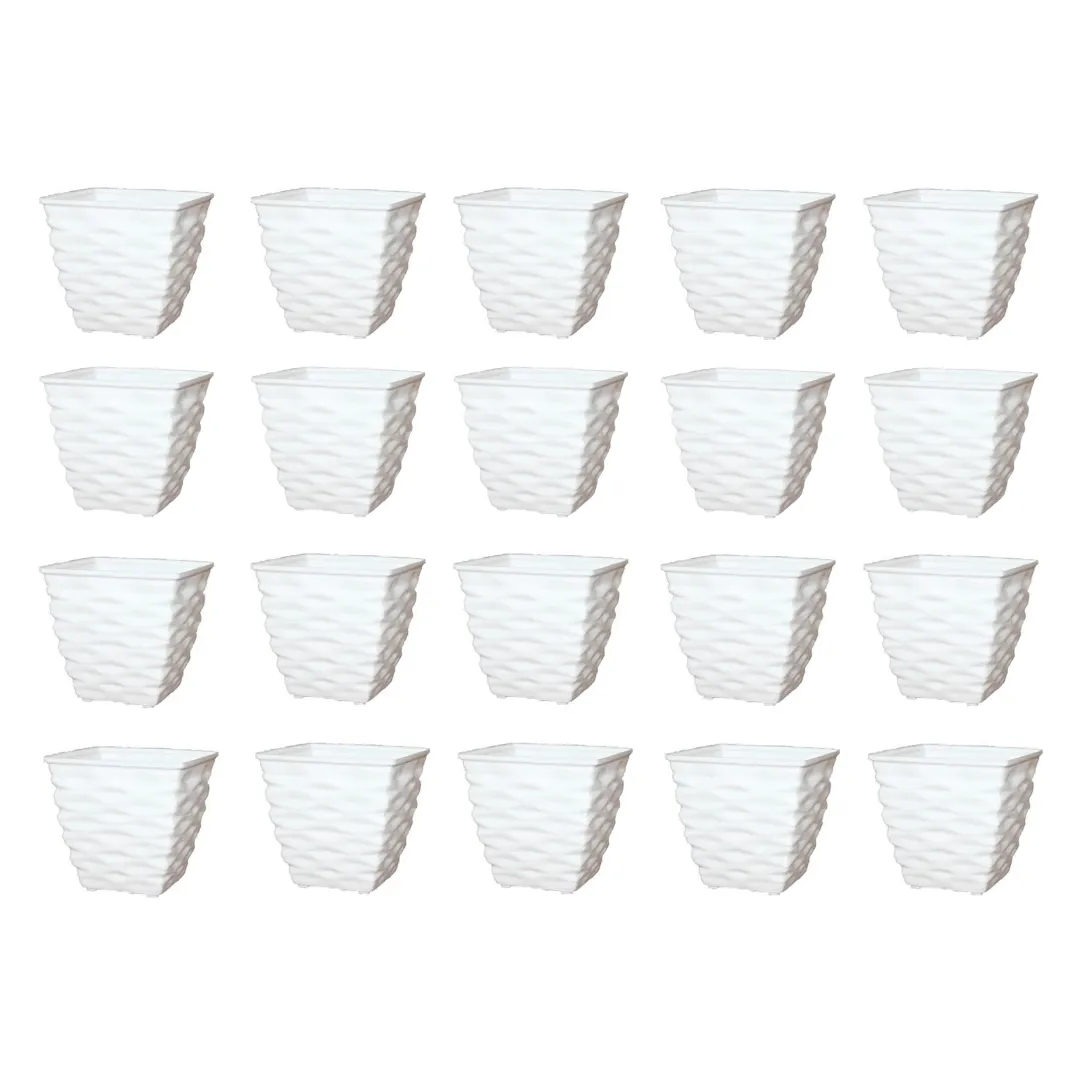 Set of 20 - 4 Inch White Gem Bright Mini Premium Plastic Planter