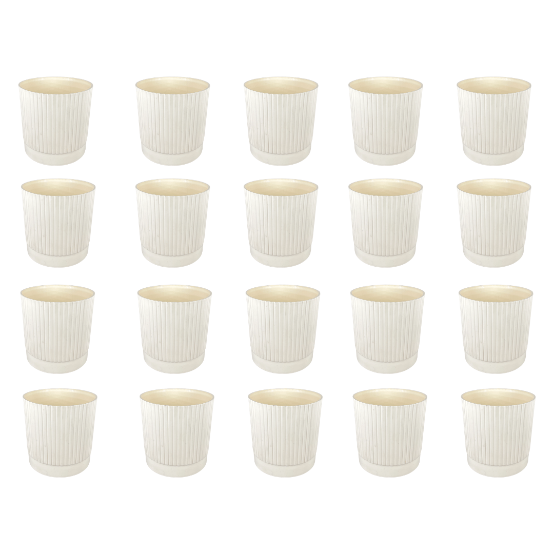 Set of 20 - 4 Inch Beige Petite Charm Premium Plastic Planter