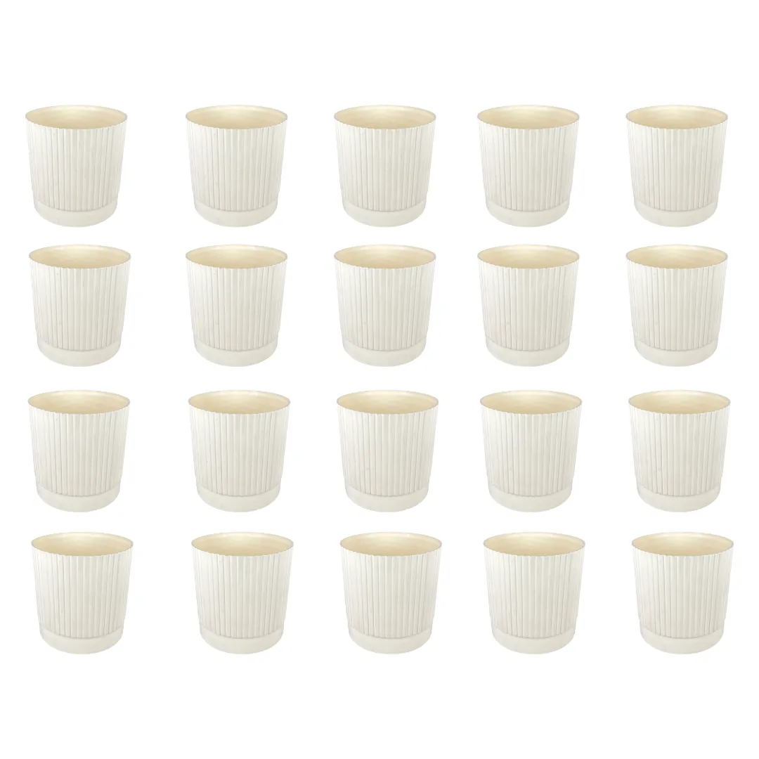 Set of 20 - 4 Inch Beige Petite Charm Premium Plastic Planter