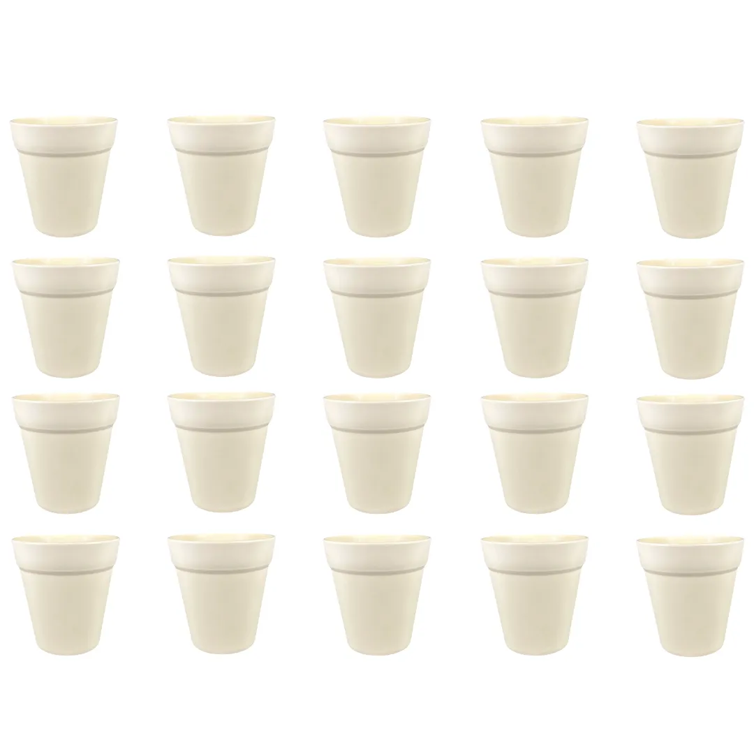 Set of 20 - 4 Inch White Excel Premium Plastic Planter
