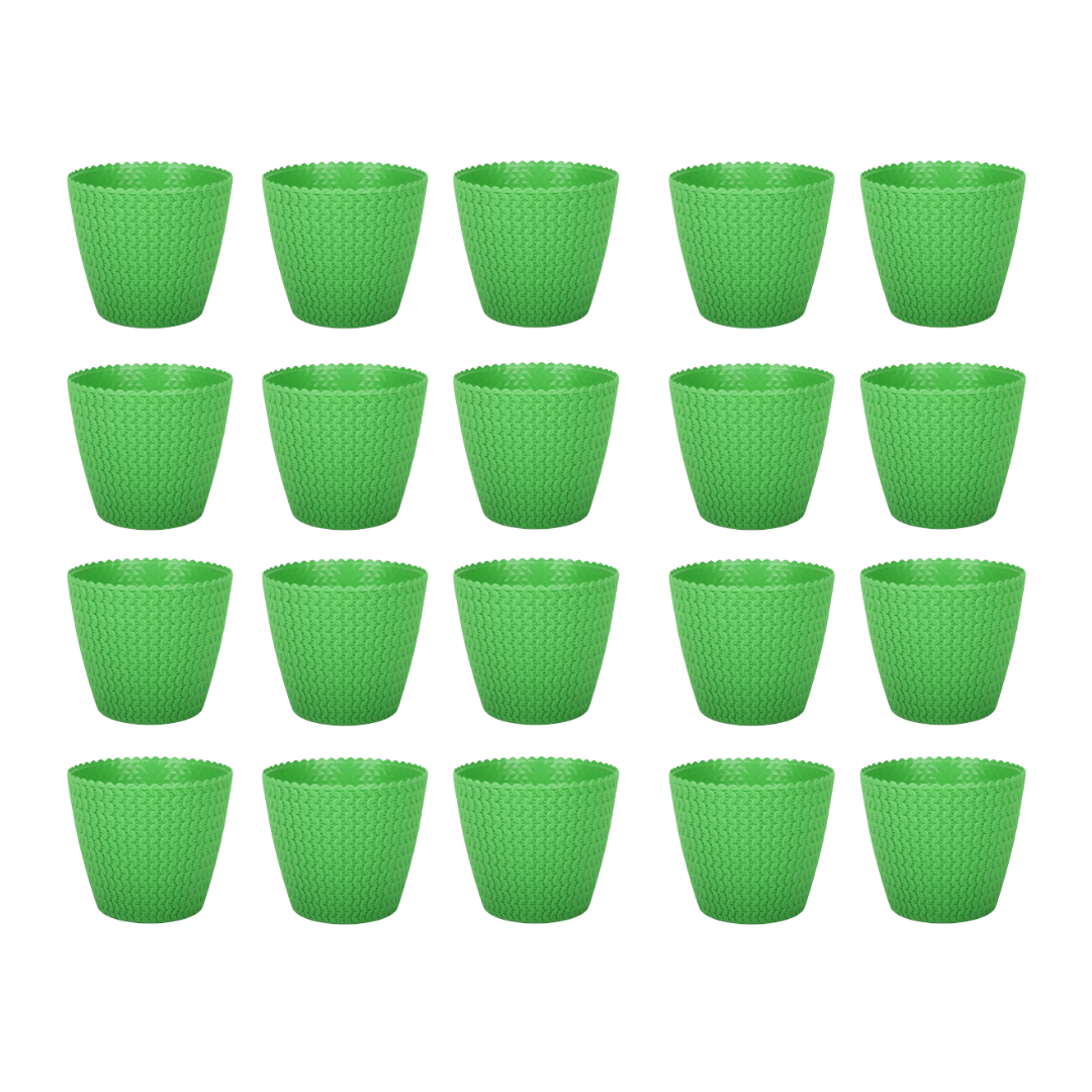 Set of 20 - 7 Inch Green Poppy Charm Premium Plastic Planter