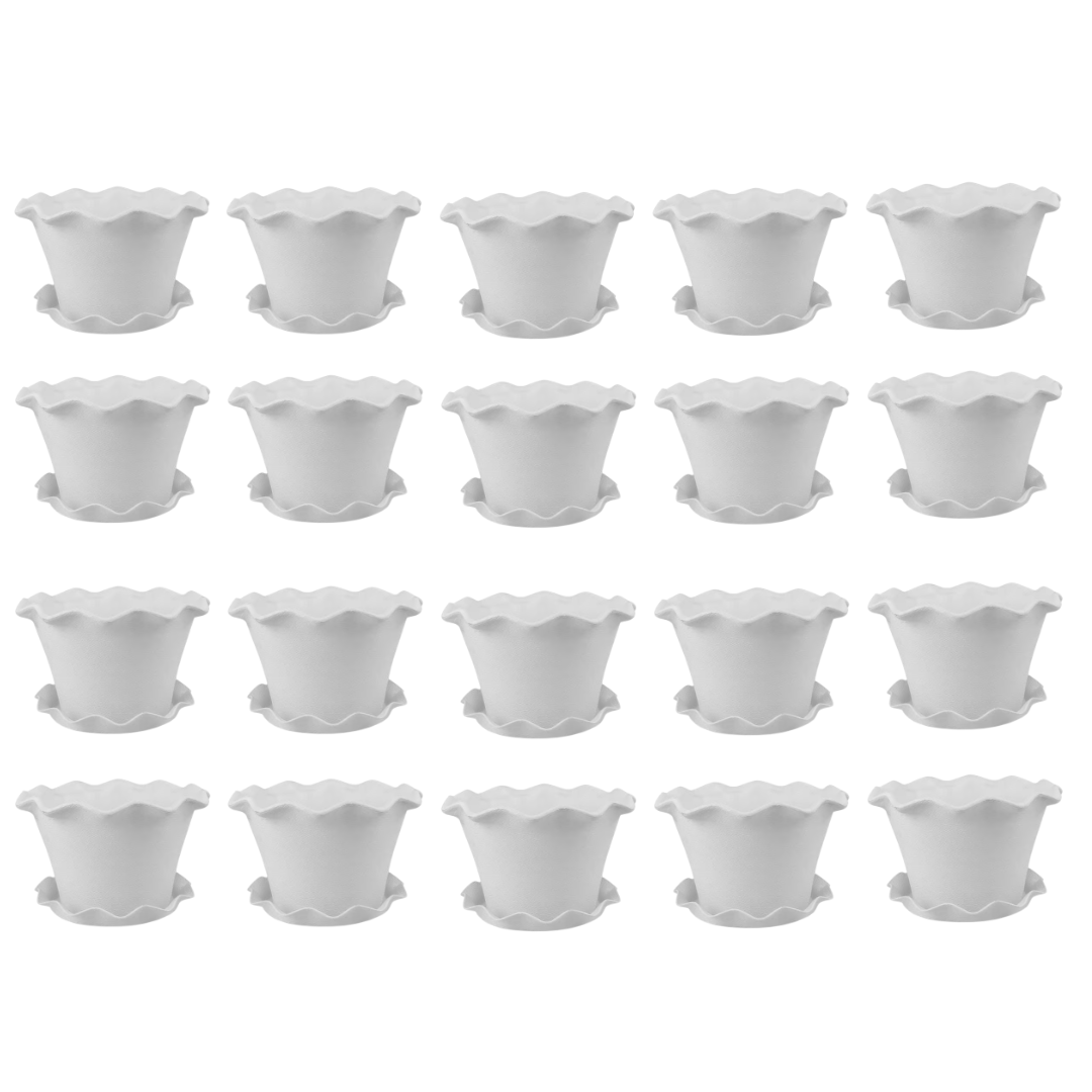 Set of 20 - 8 Inch White Jasmine Guardian Premium Plastic Planter
