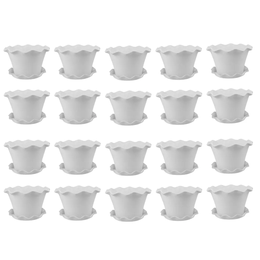 Set of 20 - 8 Inch White Jasmine Guardian Premium Plastic Planter