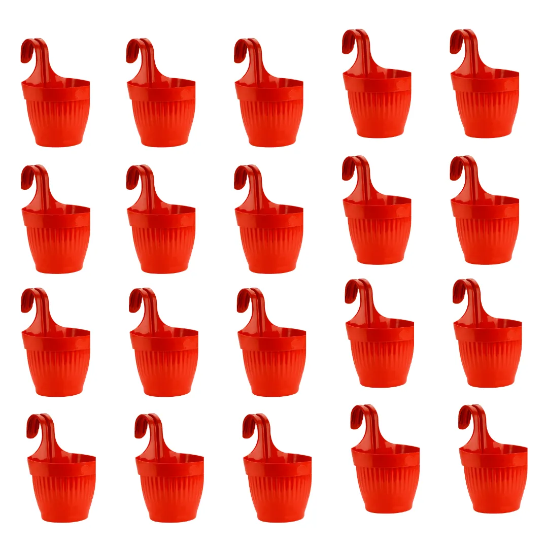 Set of 20 - 7 Inch Red Euro Premium Plastic Planter