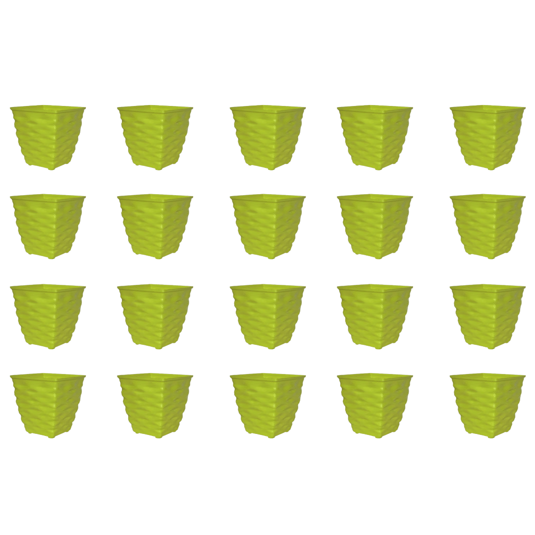 Set of 20 - 4 Inch Green Gem Bright Mini Premium Plastic Planter