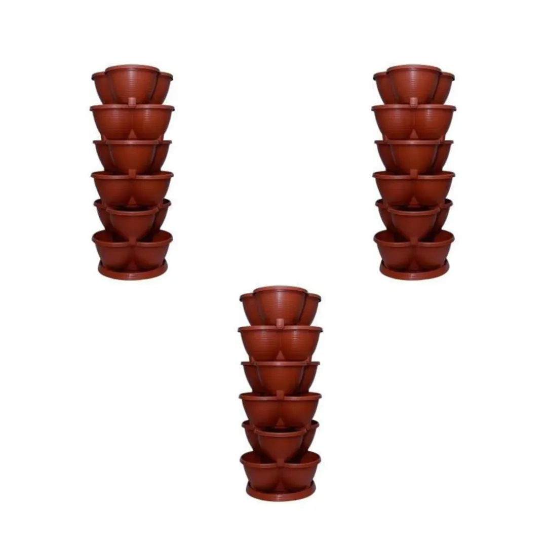 Set of 3 - Set of 7 - (6 Pot & 1 Tray) VertiStack Premium Plastic Planter