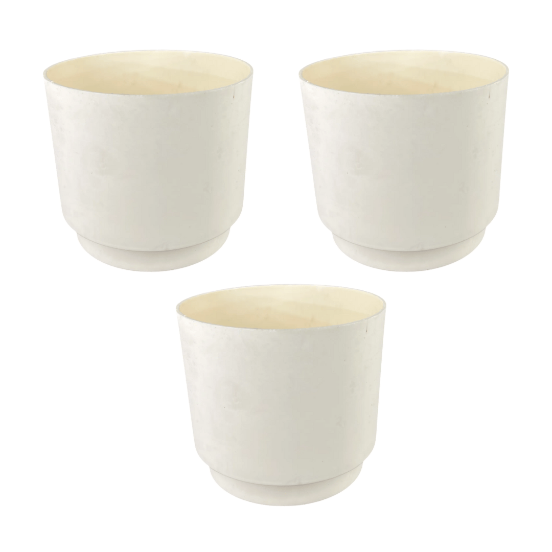 Set of 3 - 4 Inch Beige Velora Premium Plastic Planter