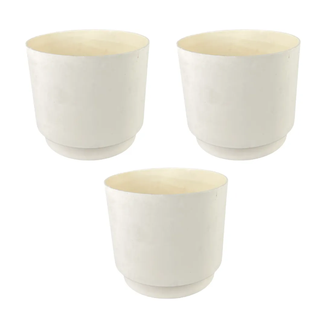 Set of 3 - 4 Inch Beige Velora Premium Plastic Planter
