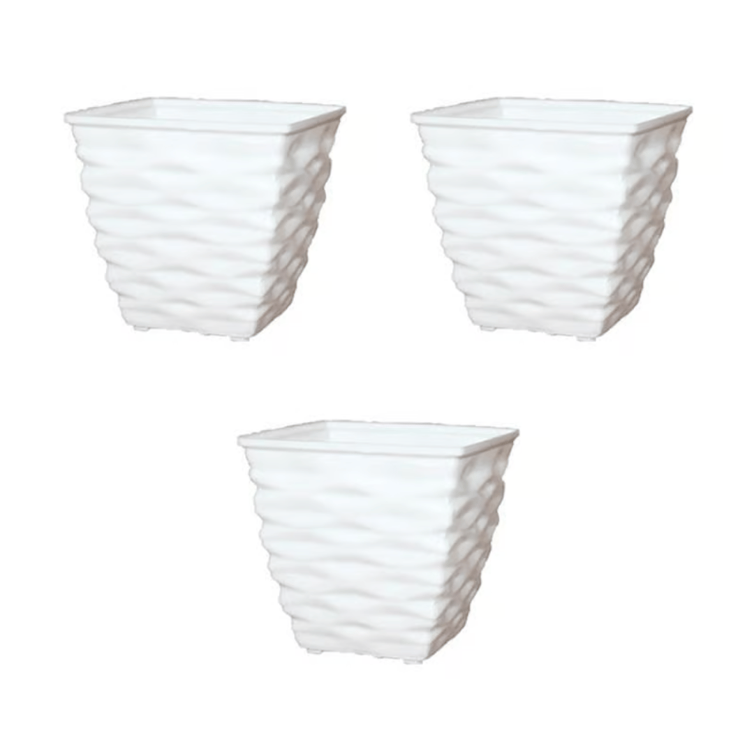Set of 3 - 4 Inch White Gem Bright Mini Premium Plastic Planter
