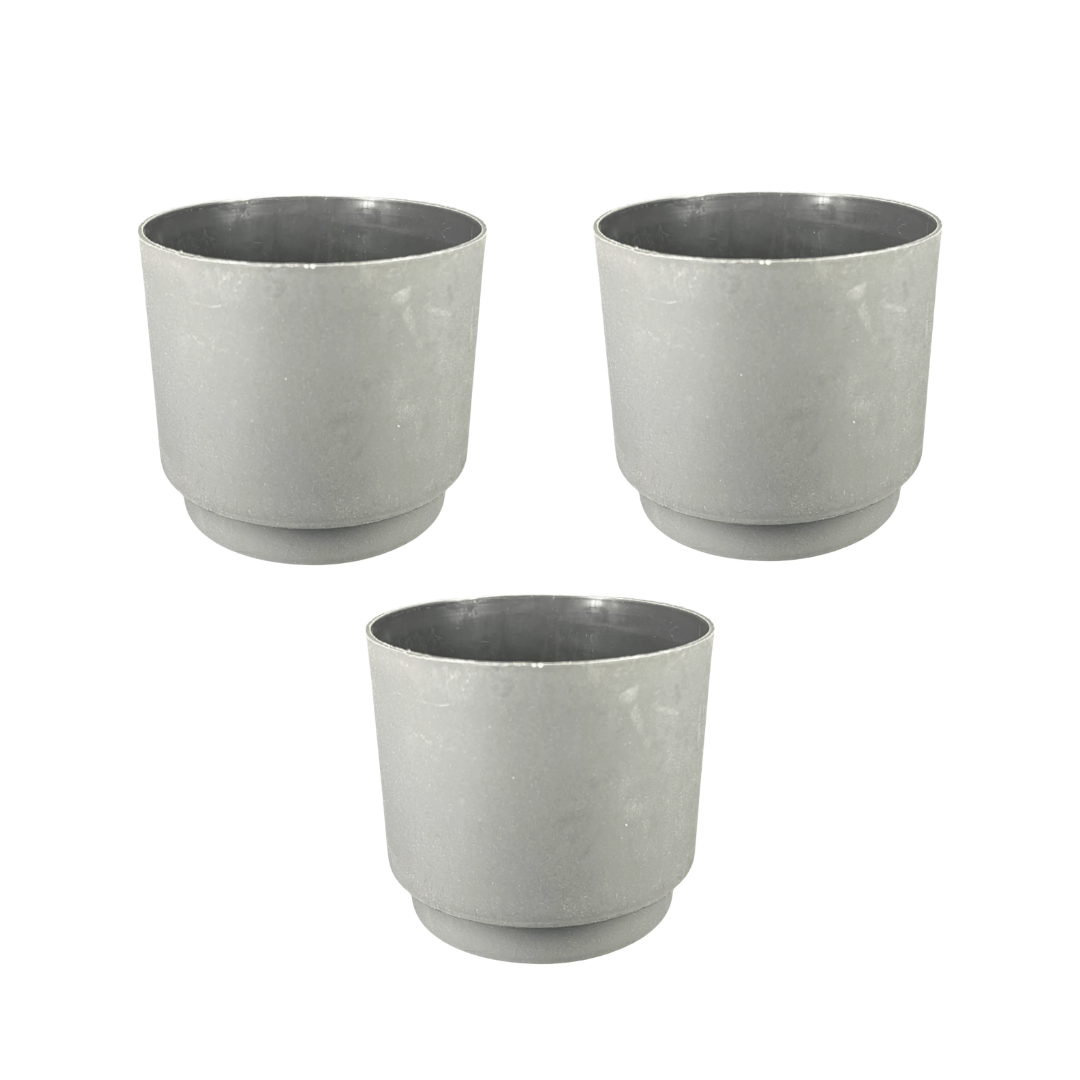 Set of 3 - 4 Inch Black Velora Premium Plastic Planter