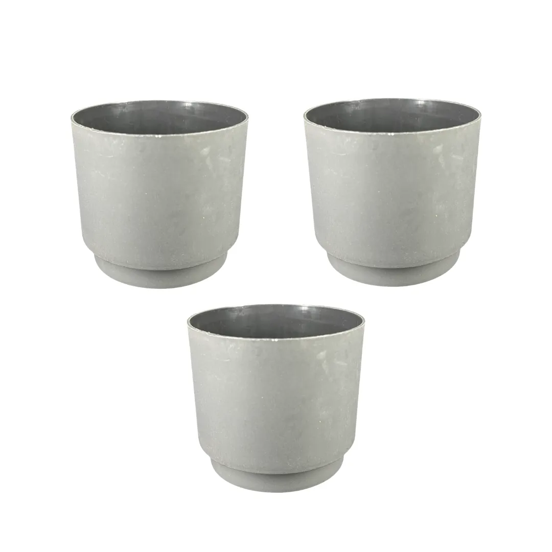 Set of 3 - 4 Inch Black Velora Premium Plastic Planter