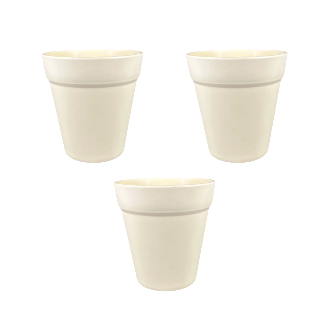 Set of 3 - 4 Inch White Excel Premium Plastic Planter