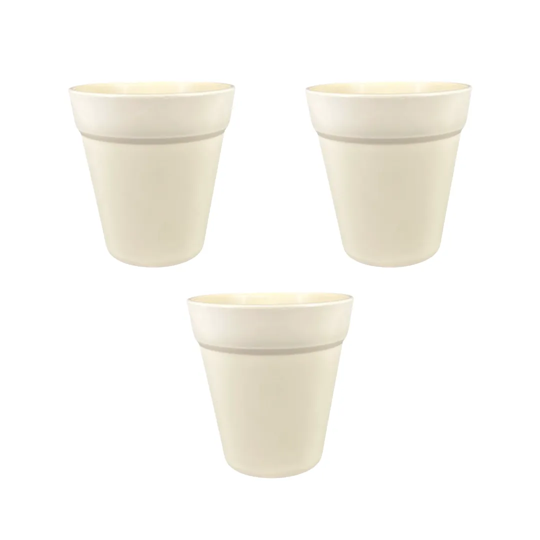 Set of 3 - 4 Inch White Excel Premium Plastic Planter