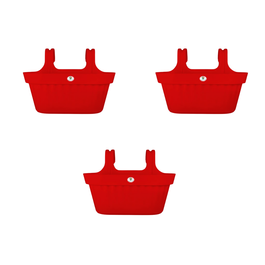 Set of 3 - 16 Inch Red Twin Hook Sylvester Premium Hanging Planter