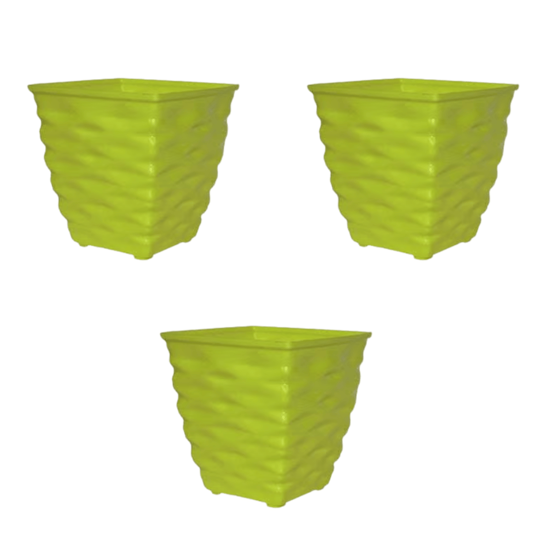 Set of 3 - 4 Inch Green Gem Bright Mini Premium Plastic Planter