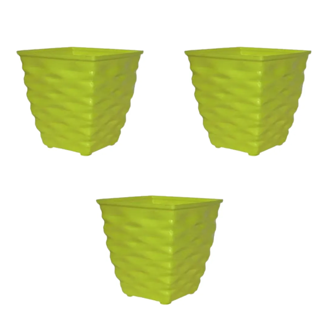 Set of 3 - 4 Inch Green Gem Bright Mini Premium Plastic Planter
