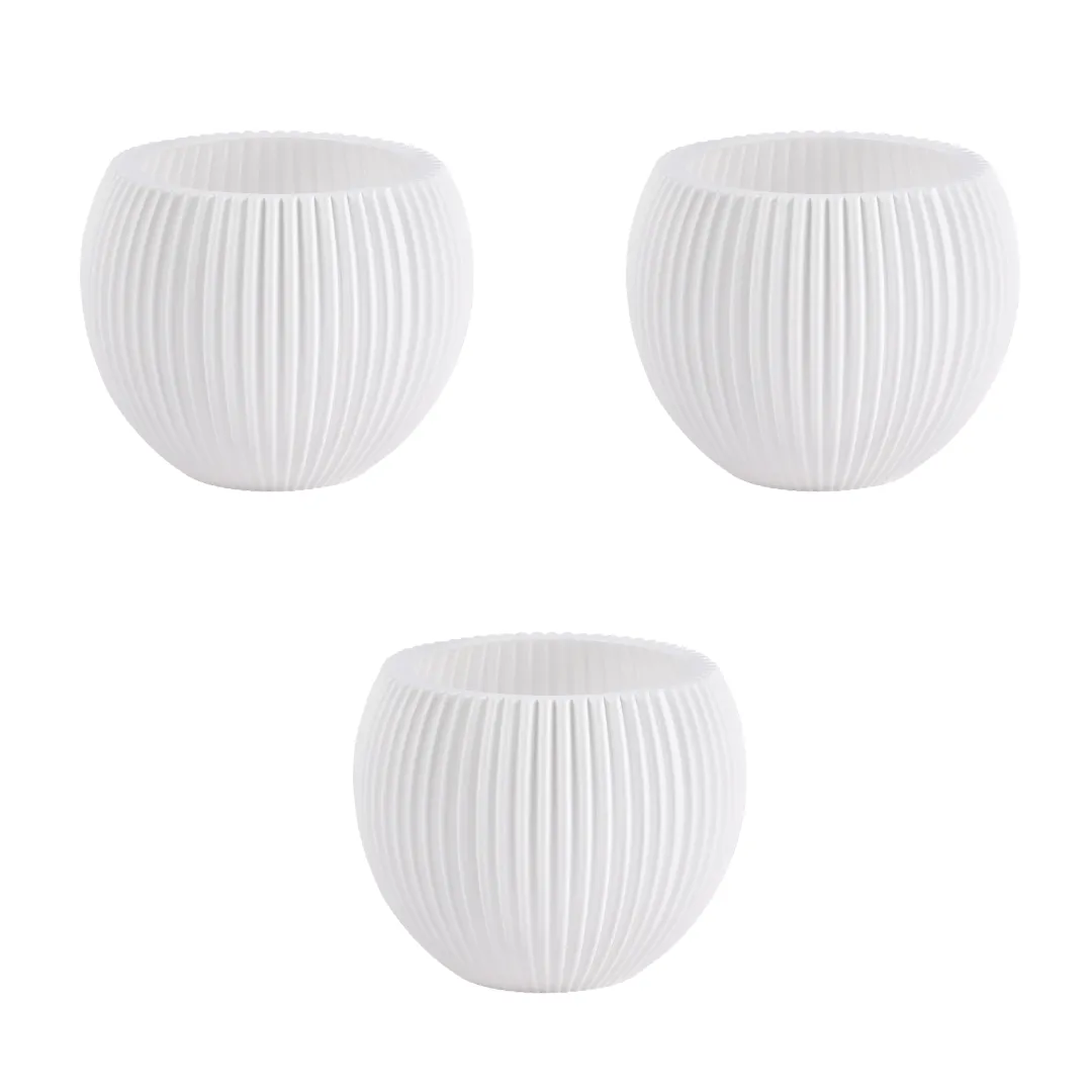 Set of 3 - 5 Inch White Sylvan Premium Plastic Planter