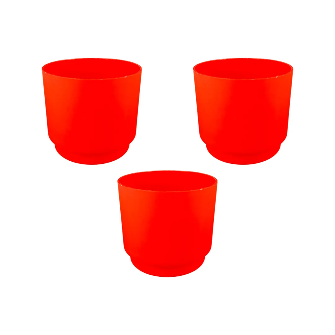 Set of 3 - 4 Inch Red Velora Premium Plastic Planter