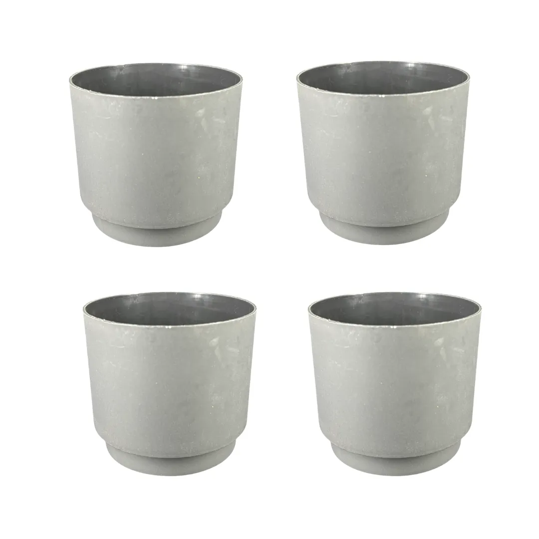 Set of 4 - 4 Inch Black Velora Premium Plastic Planter