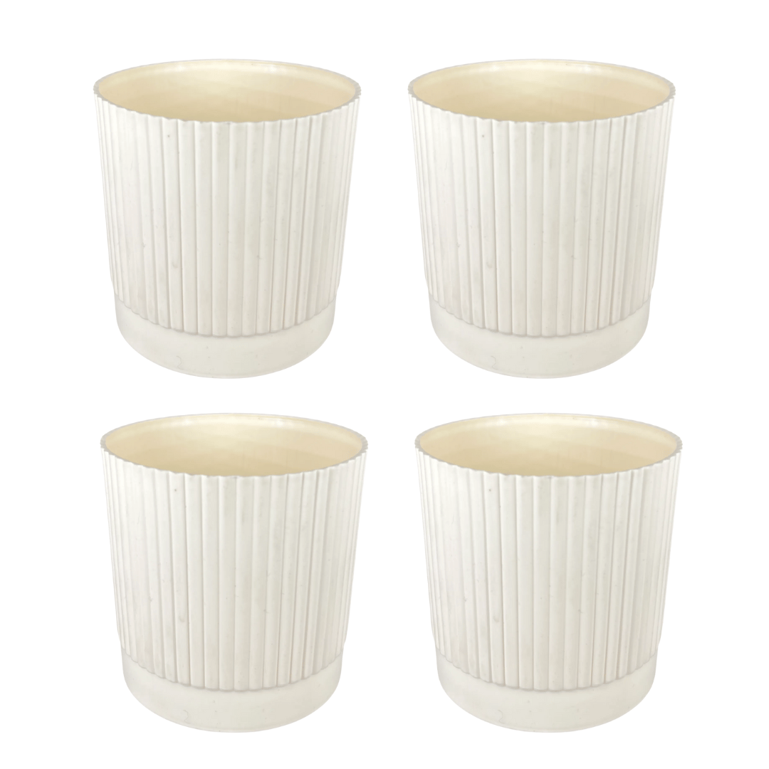 Set of 4 - 4 Inch Beige Petite Charm Premium Plastic Planter