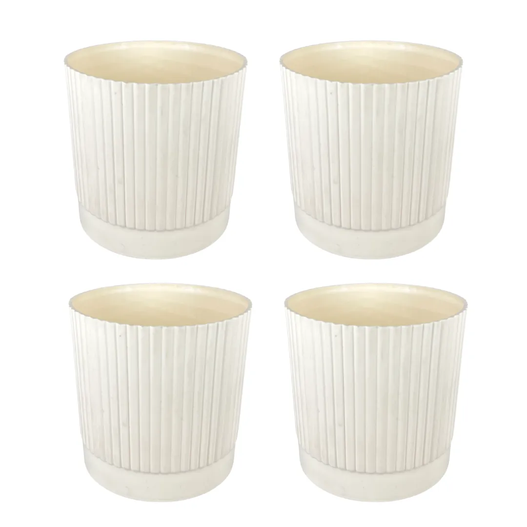 Set of 4 - 4 Inch Beige Petite Charm Premium Plastic Planter