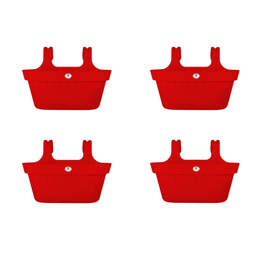 Set of 4 - 16 Inch Red Twin Hook Sylvester Premium Hanging Planter