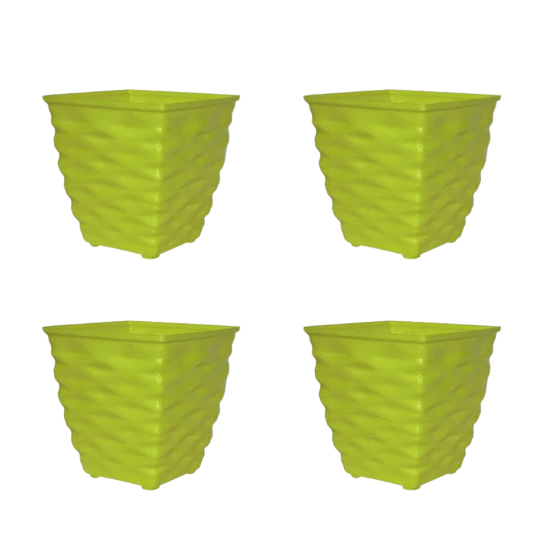 Set of 4 - 4 Inch Green Gem Bright Mini Premium Plastic Planter