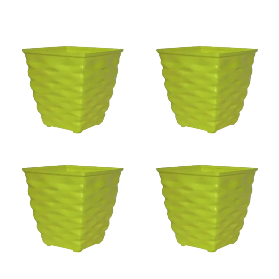 Set of 4 - 4 Inch Green Gem Bright Mini Premium Plastic Planter