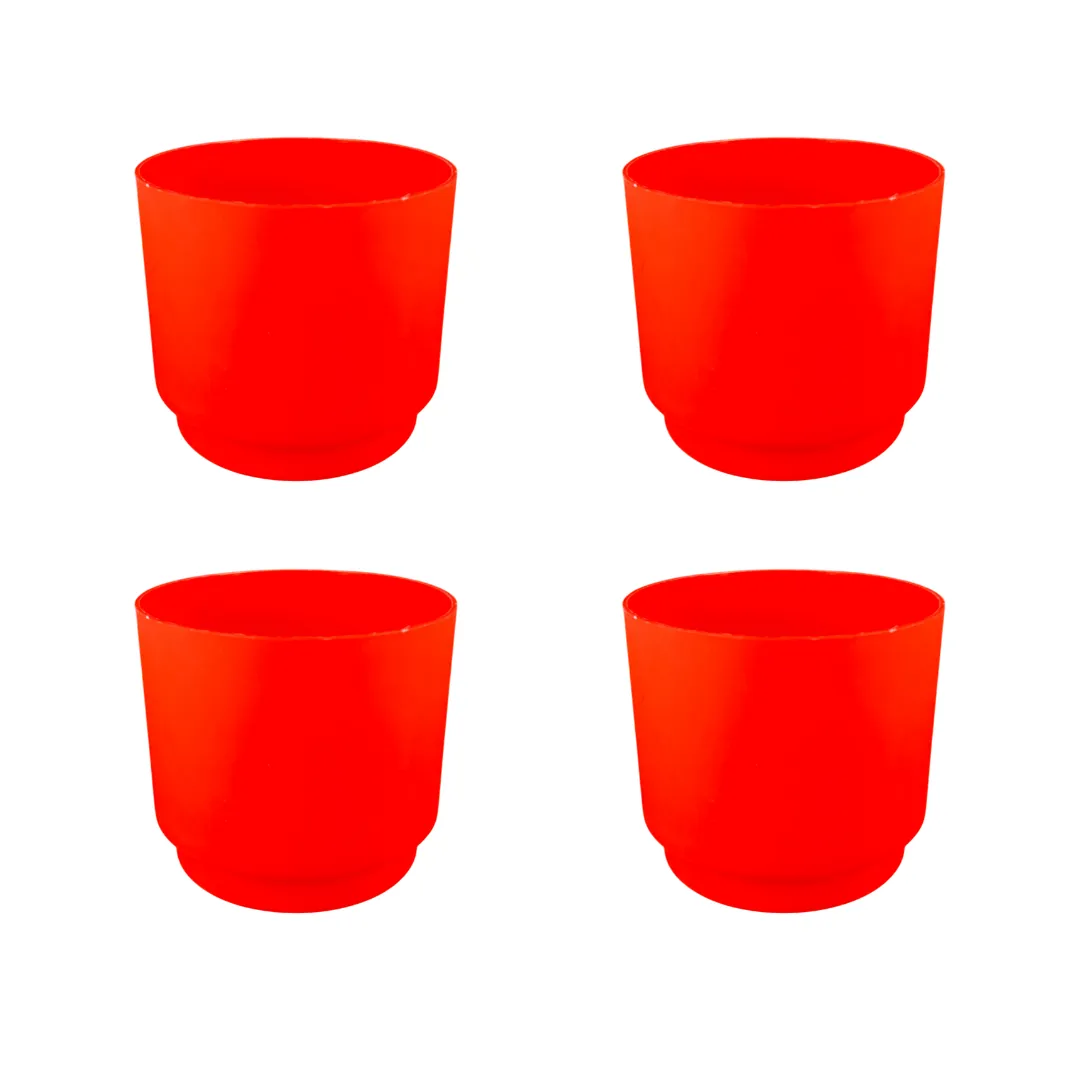Set of 4 - 4 Inch Red Velora Premium Plastic Planter